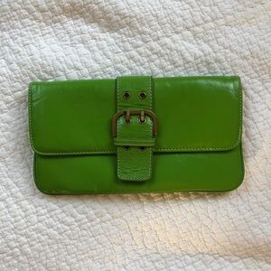 Green clutch bag